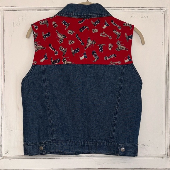 Don’t Mess With Texas Denim Rodeo Cowboy Vest Small - Picture 2 of 4